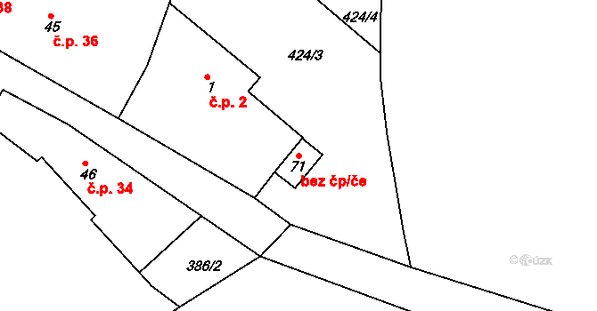 Vísky 95452214 na parcele st. 71 v KÚ Vísky, Katastrální mapa