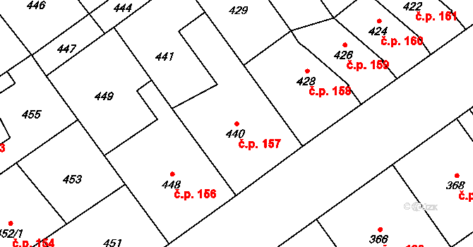 Přerov IV-Kozlovice 157, Přerov na parcele st. 440 v KÚ Kozlovice u Přerova, Katastrální mapa