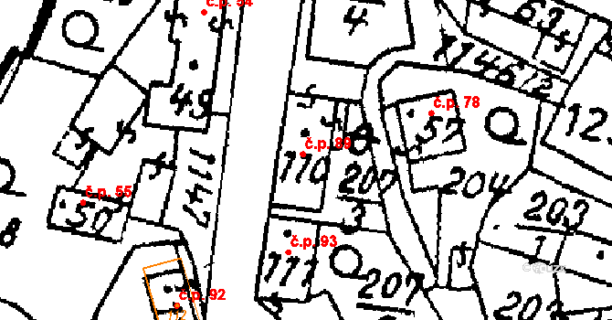 Paběnice 89 na parcele st. 110 v KÚ Paběnice, Katastrální mapa