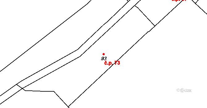 Kyselka 73 na parcele st. 93 v KÚ Kyselka, Katastrální mapa