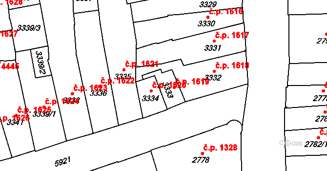 Jihlava 1619 na parcele st. 3333 v KÚ Jihlava, Katastrální mapa
