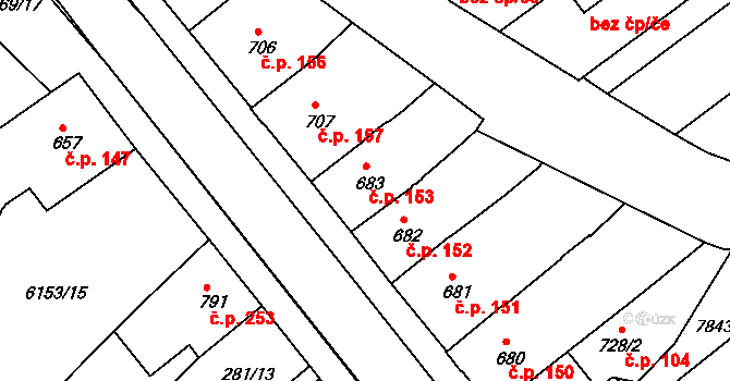 Telč-Štěpnice 153, Telč na parcele st. 683 v KÚ Telč, Katastrální mapa
