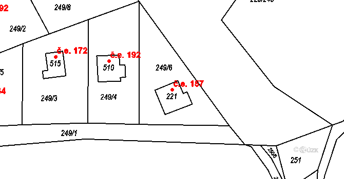 Hostěradice 157, Kamenný Přívoz na parcele st. 221 v KÚ Hostěradice, Katastrální mapa