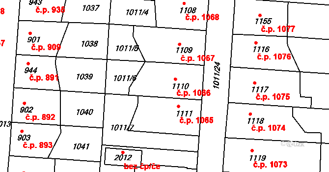 Český Brod 1066 na parcele st. 1110 v KÚ Český Brod, Katastrální mapa