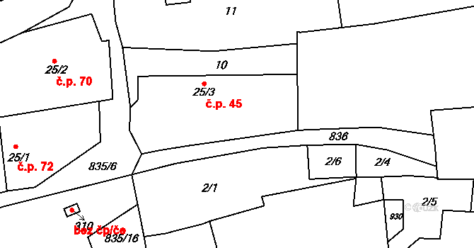 Višňová 45 na parcele st. 25/3 v KÚ Višňová, Katastrální mapa