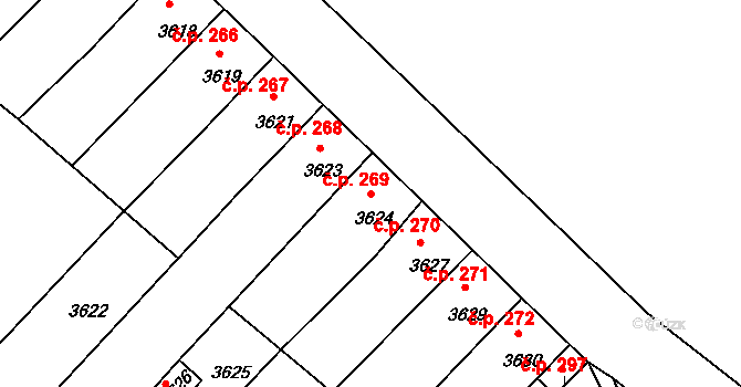 Mimoň I 270, Mimoň na parcele st. 3624 v KÚ Mimoň, Katastrální mapa