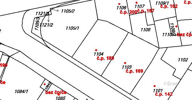 Miřetice u Klášterce nad Ohří 189, Klášterec nad Ohří na parcele st. 1104 v KÚ Miřetice u Klášterce nad Ohří, Katastrální mapa