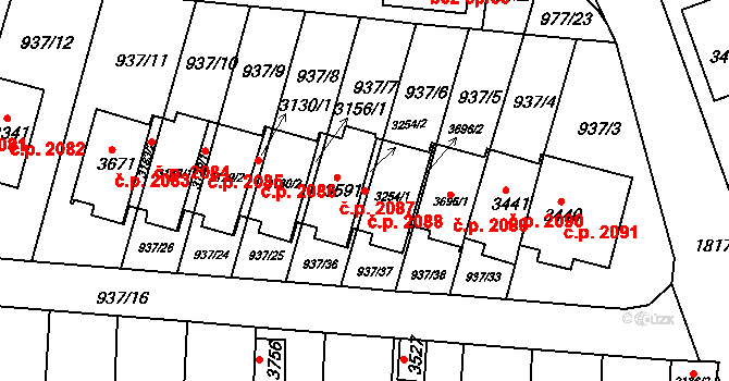 Předměstí 2088, Svitavy na parcele st. 3254/1 v KÚ Svitavy-předměstí, Katastrální mapa