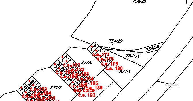 Lesná 178, Brno na parcele st. 774 v KÚ Lesná, Katastrální mapa