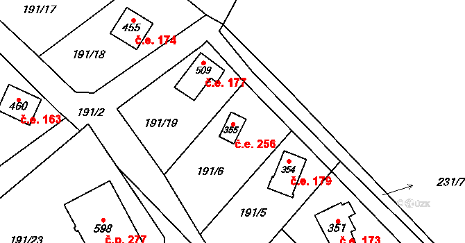 Jevany 256, Katastrální mapa