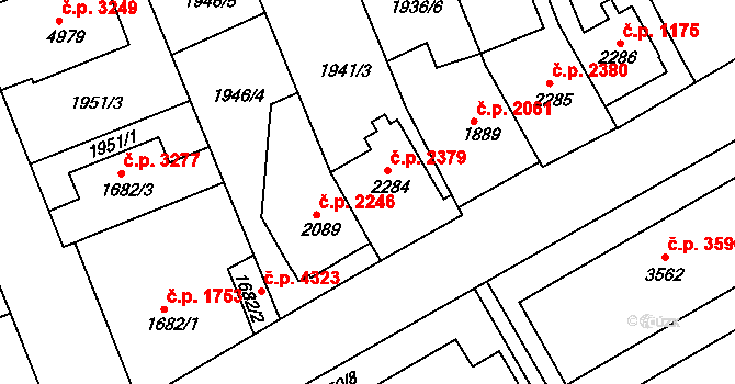 Hodonín 2379 na parcele st. 2284 v KÚ Hodonín, Katastrální mapa