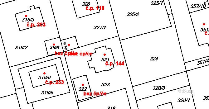 Liberec IX-Janův Důl 144, Liberec na parcele st. 321 v KÚ Janův Důl u Liberce, Katastrální mapa
