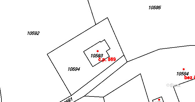 Vsetín 569 na parcele st. 10593 v KÚ Vsetín, Katastrální mapa