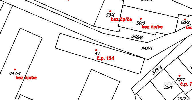 Chotutice 124 na parcele st. 47 v KÚ Chotutice, Katastrální mapa