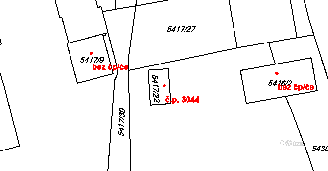Česká Lípa 3044 na parcele st. 5417/22 v KÚ Česká Lípa, Katastrální mapa