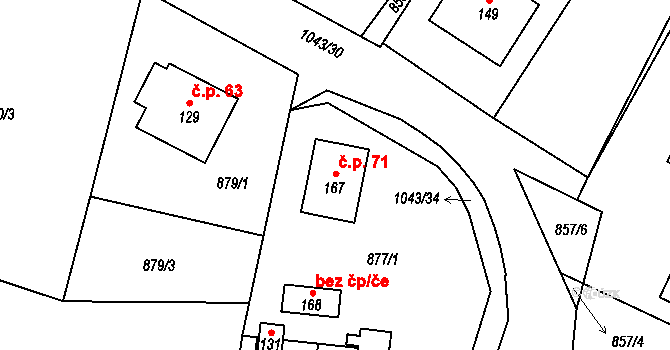 Jindřiš 71, Rodvínov na parcele st. 167 v KÚ Jindřiš, Katastrální mapa
