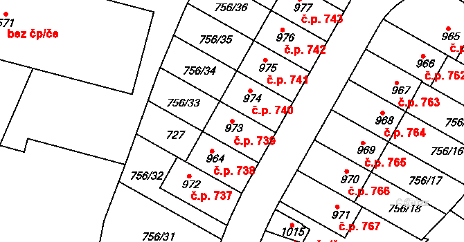 Líbeznice 739 na parcele st. 973 v KÚ Líbeznice, Katastrální mapa