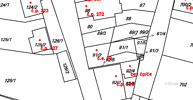 Opatovice 80 na parcele st. 91/2 v KÚ Opatovice u Rajhradu, Katastrální mapa