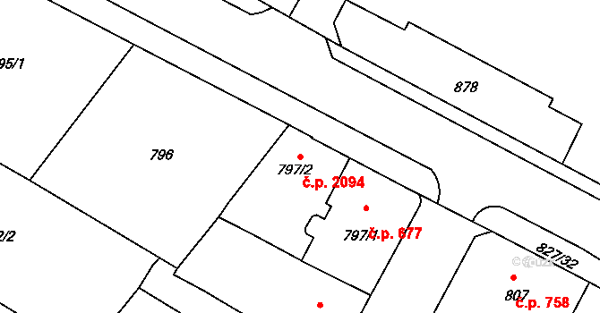 Předměstí 2094, Litoměřice na parcele st. 797/2 v KÚ Litoměřice, Katastrální mapa