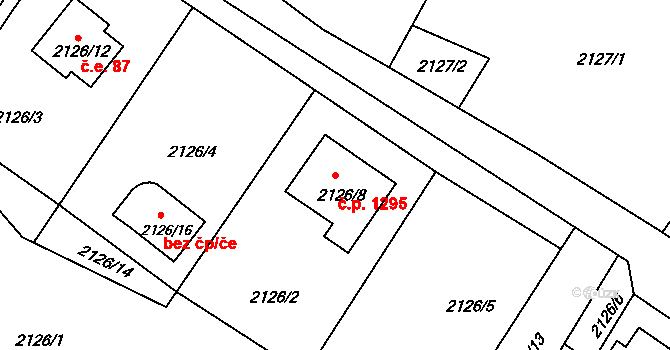 Vejprty 1295 na parcele st. 2126/8 v KÚ Vejprty, Katastrální mapa