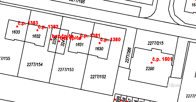 Vlašim 1380 na parcele st. 1630 v KÚ Vlašim, Katastrální mapa