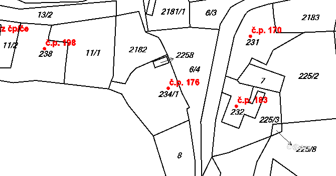 Skalná 176 na parcele st. 234/1 v KÚ Skalná, Katastrální mapa