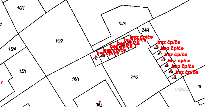 Vrdy 38279215 na parcele st. 395 v KÚ Vrdy, Katastrální mapa