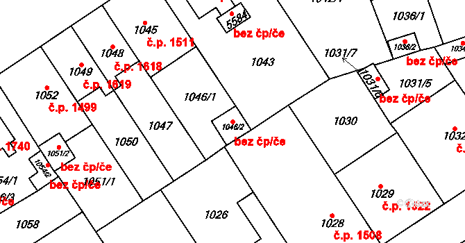 Chomutov 39072215 na parcele st. 1046/2 v KÚ Chomutov I, Katastrální mapa
