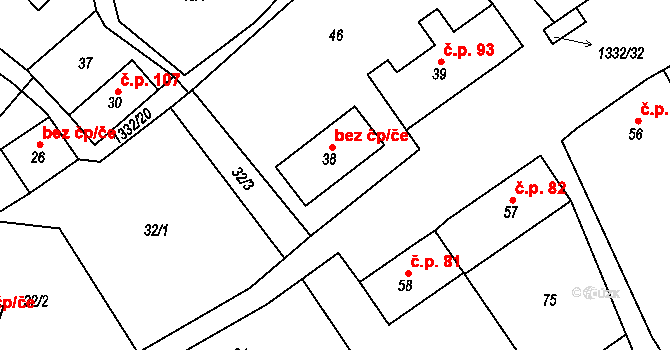 Valeč 39680215 na parcele st. 38 v KÚ Valeč v Čechách, Katastrální mapa