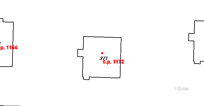 Kvítkovice 1172, Otrokovice na parcele st. 371 v KÚ Kvítkovice u Otrokovic, Katastrální mapa
