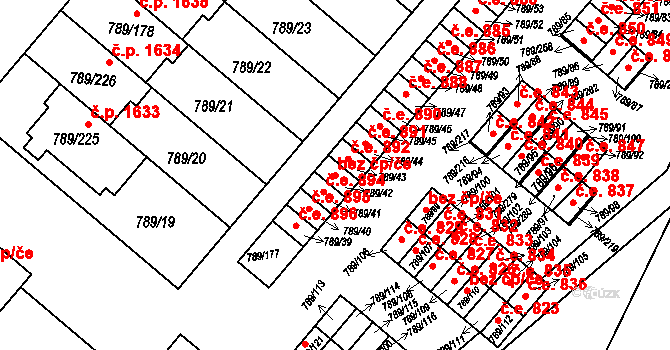 Strážnice 893 na parcele st. 789/42 v KÚ Strážnice na Moravě, Katastrální mapa