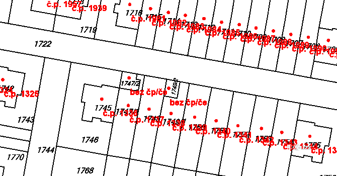 Praha 43081215 na parcele st. 1749/2 v KÚ Záběhlice, Katastrální mapa