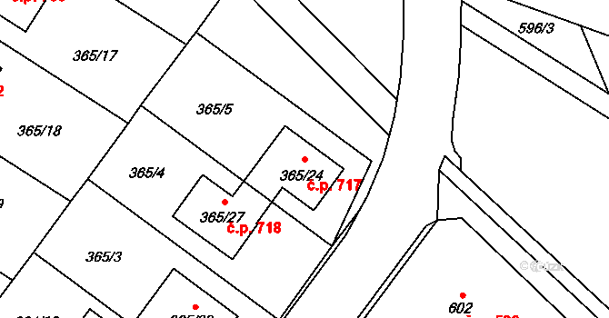 Kobeřice 717 na parcele st. 365/24 v KÚ Kobeřice ve Slezsku, Katastrální mapa