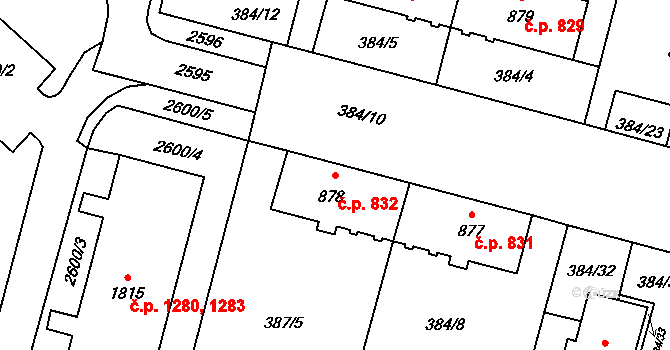 Kateřinky 832, Opava na parcele st. 878 v KÚ Kateřinky u Opavy, Katastrální mapa