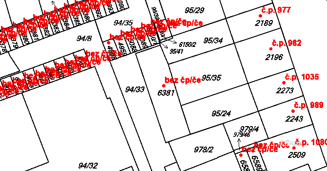 Kroměříž 44985215 na parcele st. 6381 v KÚ Kroměříž, Katastrální mapa