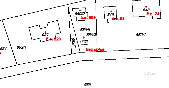 Čučice 46026215 na parcele st. 650/3 v KÚ Čučice, Katastrální mapa