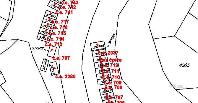 Znojmo 47519215 na parcele st. 3901/27 v KÚ Znojmo-město, Katastrální mapa