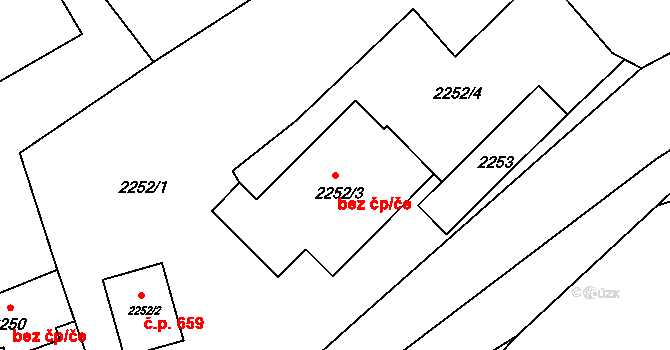 Jablůnka 703 na parcele st. 2252/3 v KÚ Jablůnka, Katastrální mapa