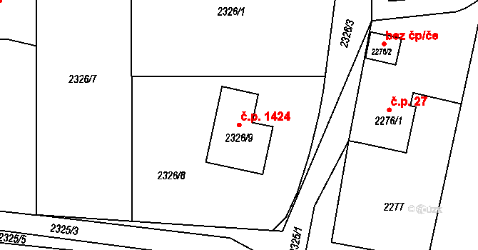 Dolní Lutyně 1424 na parcele st. 2326/9 v KÚ Dolní Lutyně, Katastrální mapa