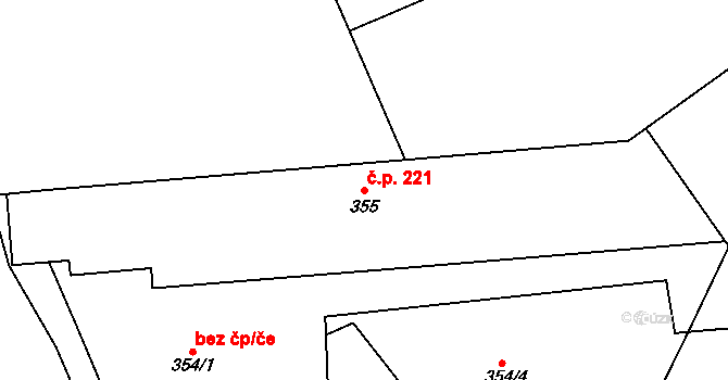 Josefov 221, Jaroměř na parcele st. 355 v KÚ Josefov u Jaroměře, Katastrální mapa