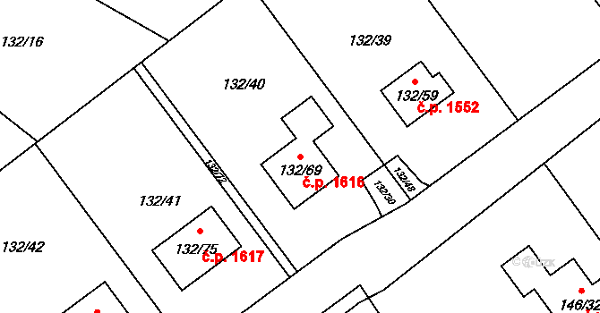 Ráj 1616, Karviná na parcele st. 132/69 v KÚ Ráj, Katastrální mapa