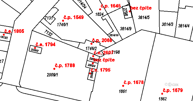 Žatec 2068 na parcele st. 1746/2 v KÚ Žatec, Katastrální mapa