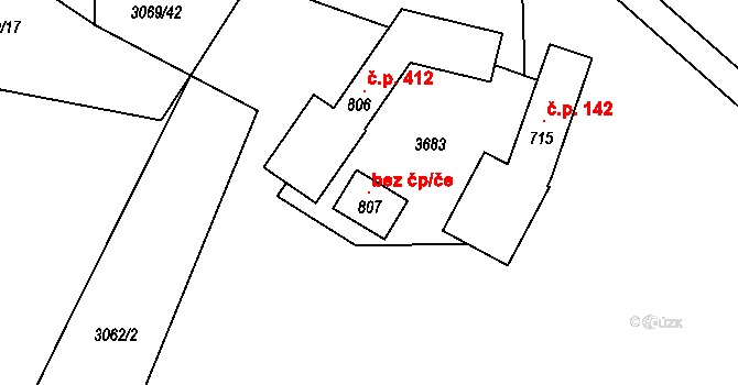 Osvětimany 96780215 na parcele st. 807 v KÚ Osvětimany, Katastrální mapa