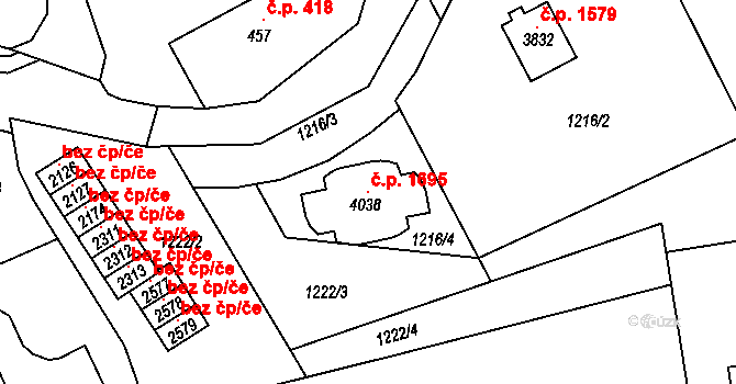 Vrchlabí 1695 na parcele st. 4038 v KÚ Vrchlabí, Katastrální mapa