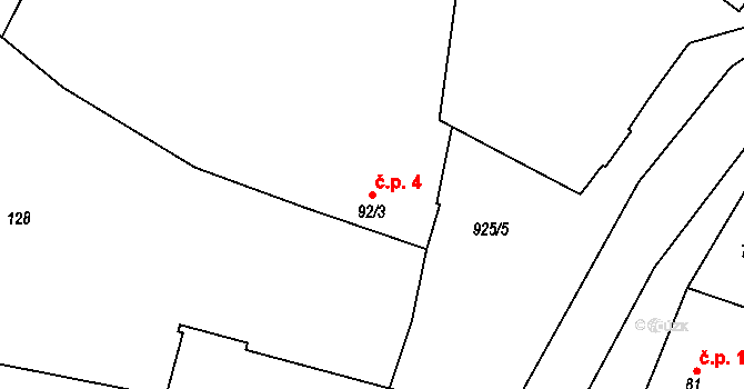 Humny 4, Pchery na parcele st. 92/3 v KÚ Pchery, Katastrální mapa