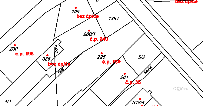 Mikulovice 189 na parcele st. 225 v KÚ Mikulovice u Znojma, Katastrální mapa