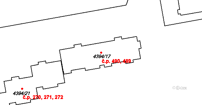 Přerov I-Město 489,490, Přerov na parcele st. 4394/17 v KÚ Přerov, Katastrální mapa