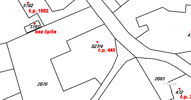 Lipník nad Bečvou I-Město 440, Lipník nad Bečvou na parcele st. 527/4 v KÚ Lipník nad Bečvou, Katastrální mapa