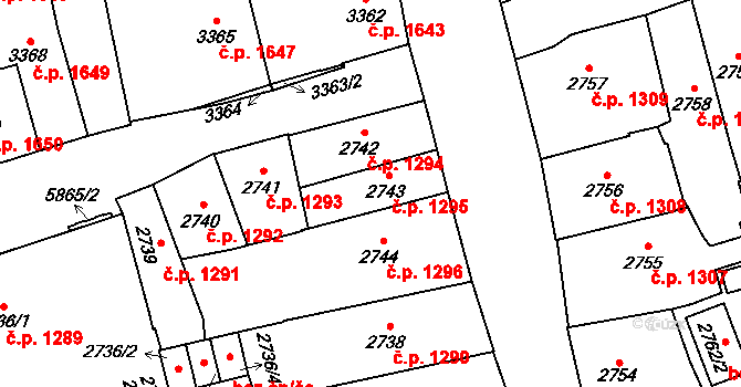 Jihlava 1295 na parcele st. 2743 v KÚ Jihlava, Katastrální mapa