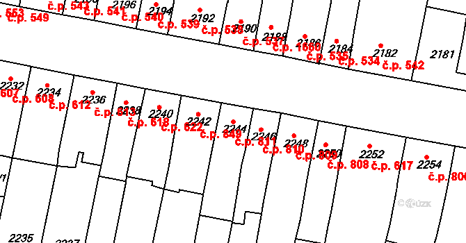 Slavkov u Brna 811 na parcele st. 2244 v KÚ Slavkov u Brna, Katastrální mapa